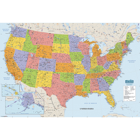 HOUSE OF DOOLITTLE Laminated U.S. Map HOD720